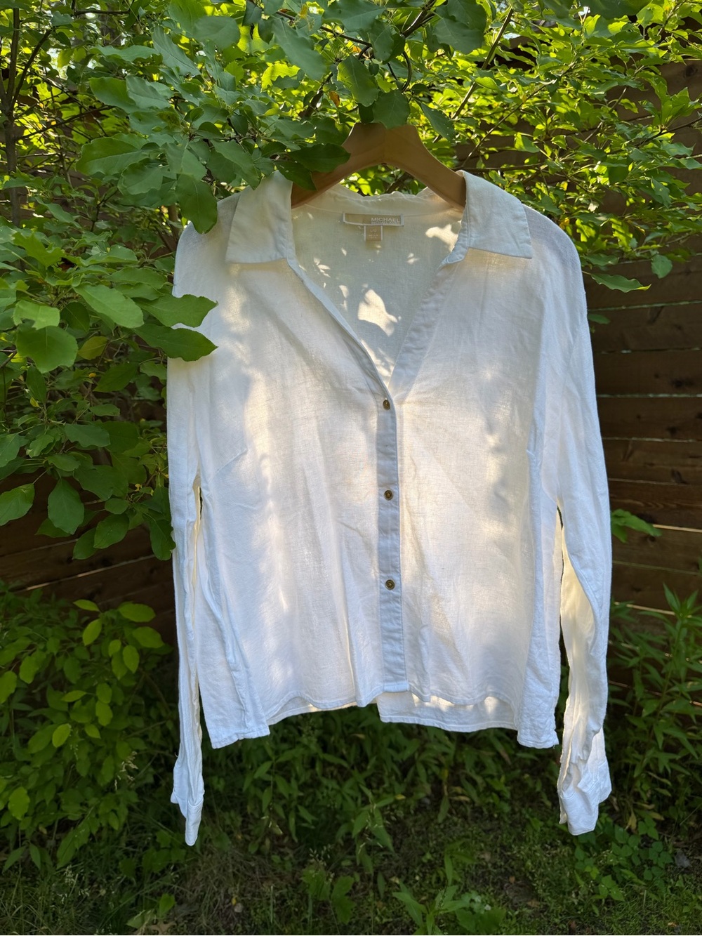 Michael Kors White Linen Button-Up Shirt